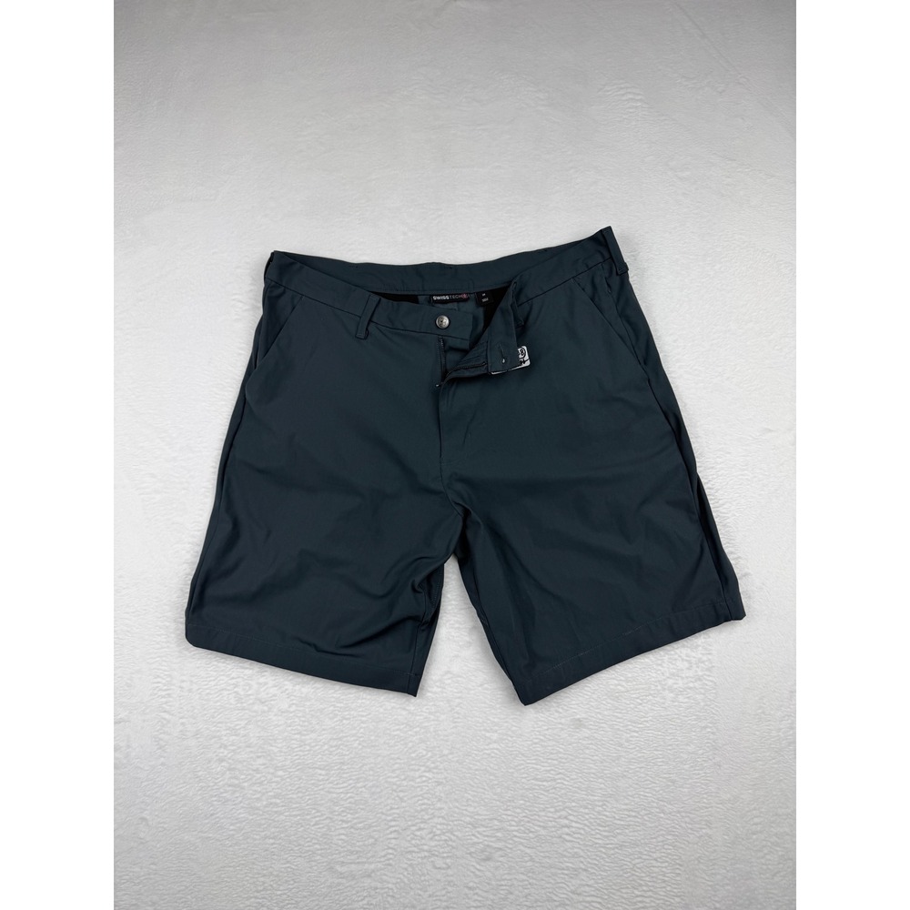 Swiss Tech Mens Performance Shorts Dark Gray Stretch Quick Dry Front Size 38